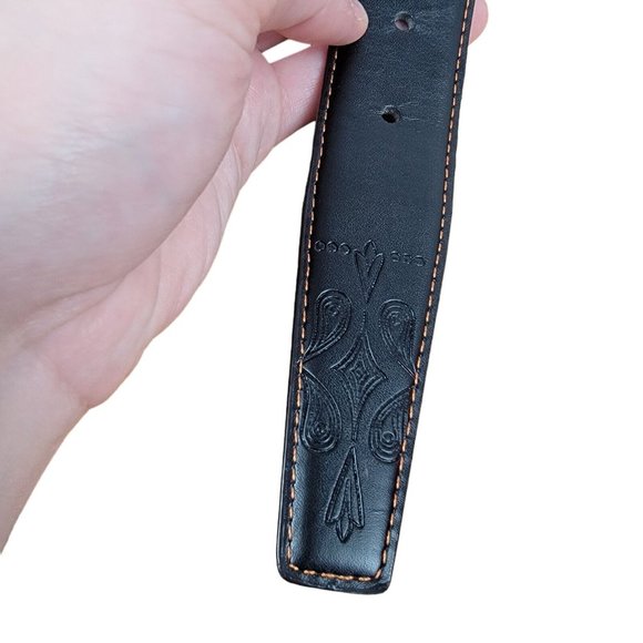 Robert Graham Belt Mens Size 36 Brown Black Leather Reversible Embossed - Picture 7 of 8